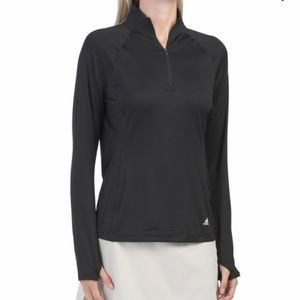 ADIDAS GOLF Heather Quarter Zip Pullover UPF50 | Black | Large